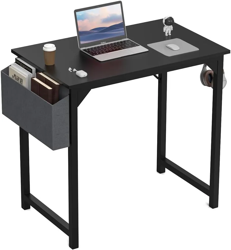 DUMOS 32 Inch Office Small Computer Desk Modern Simple Style Writing Study Work Table for Home Bedroom - Wood Black