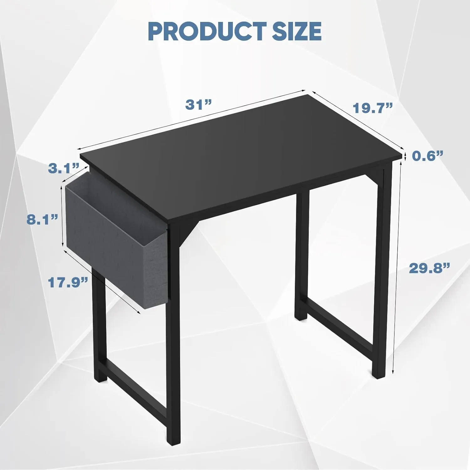 DUMOS 32 Inch Office Small Computer Desk Modern Simple Style Writing Study Work Table for Home Bedroom - Wood Black