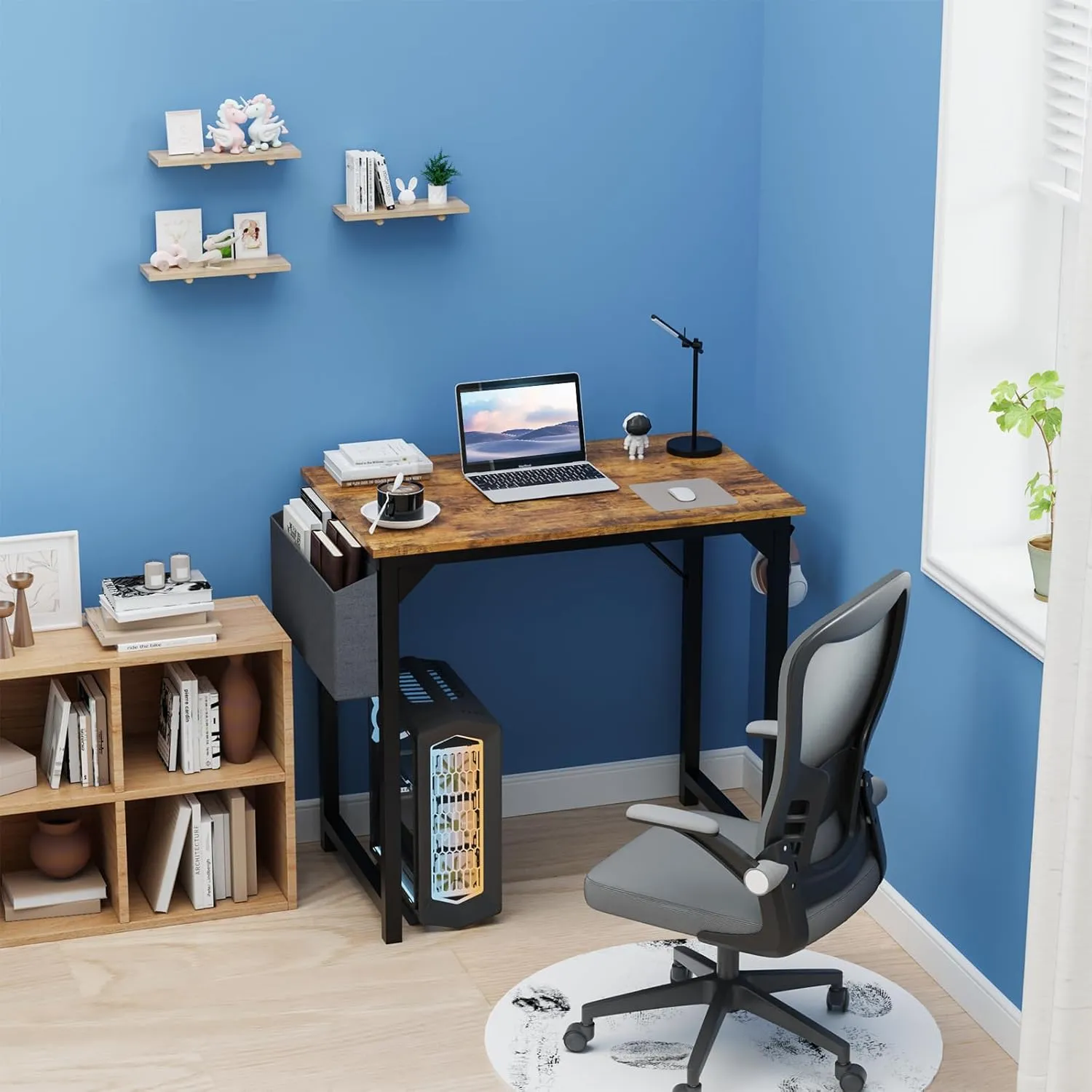 DUMOS 32 Inch Office Small Computer Desk Modern Simple Style Writing Study Work Table for Home Bedroom - Wood Brown