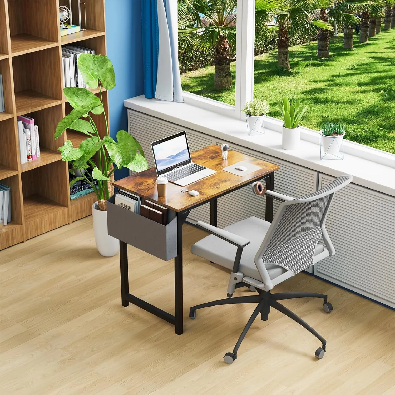 DUMOS 32 Inch Office Small Computer Desk Modern Simple Style Writing Study Work Table for Home Bedroom - Wood Brown