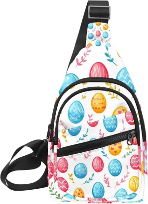 Easter Painted Eggs Sling Bag, Crossbody Sling Backpack Travel Hiking Chest Bag Daypack for Purses Shoulder Bag Women Men's