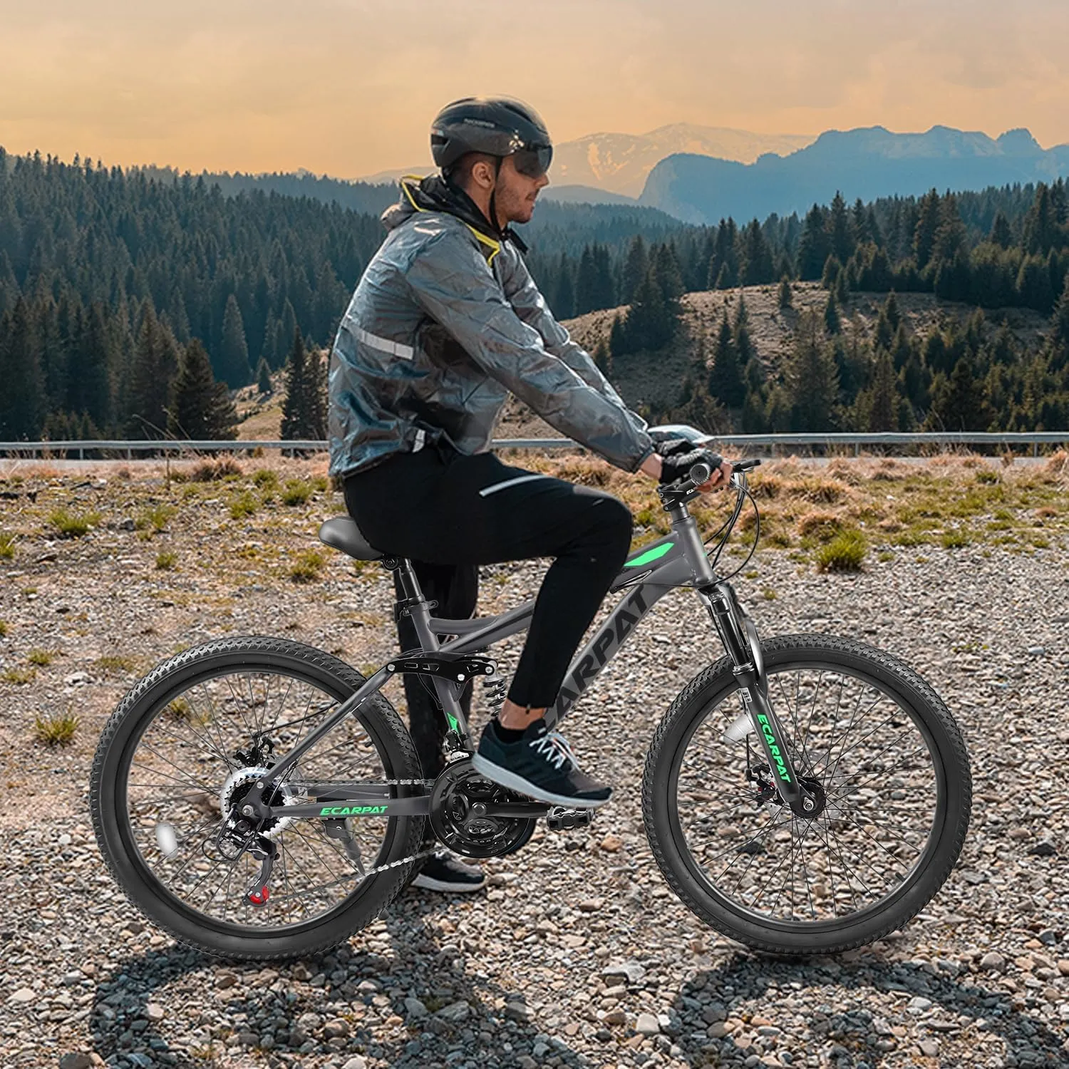 Ecarpat 24/26/27.5 Inch Mountain Bike, Dual/Front Suspension Mens Mountain Bike with 21 Speeds High-Carbon Steel Frame and Disc/V Brakes, Adult Sport Bicycle for Trail Snow Commuter City Road