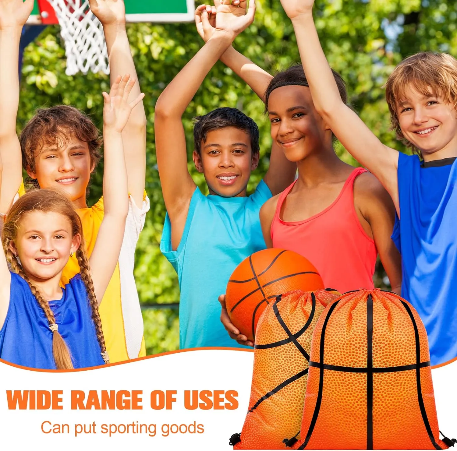Eccliy 24 Pcs Basketball Drawstring Bag Sports Gym Drawstring Basketball Goodie Favor Bags Gift Bags Sack Bags for Adults