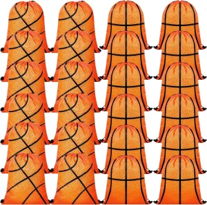 Eccliy 24 Pcs Basketball Drawstring Bag Sports Gym Drawstring Basketball Goodie Favor Bags Gift Bags Sack Bags for Adults