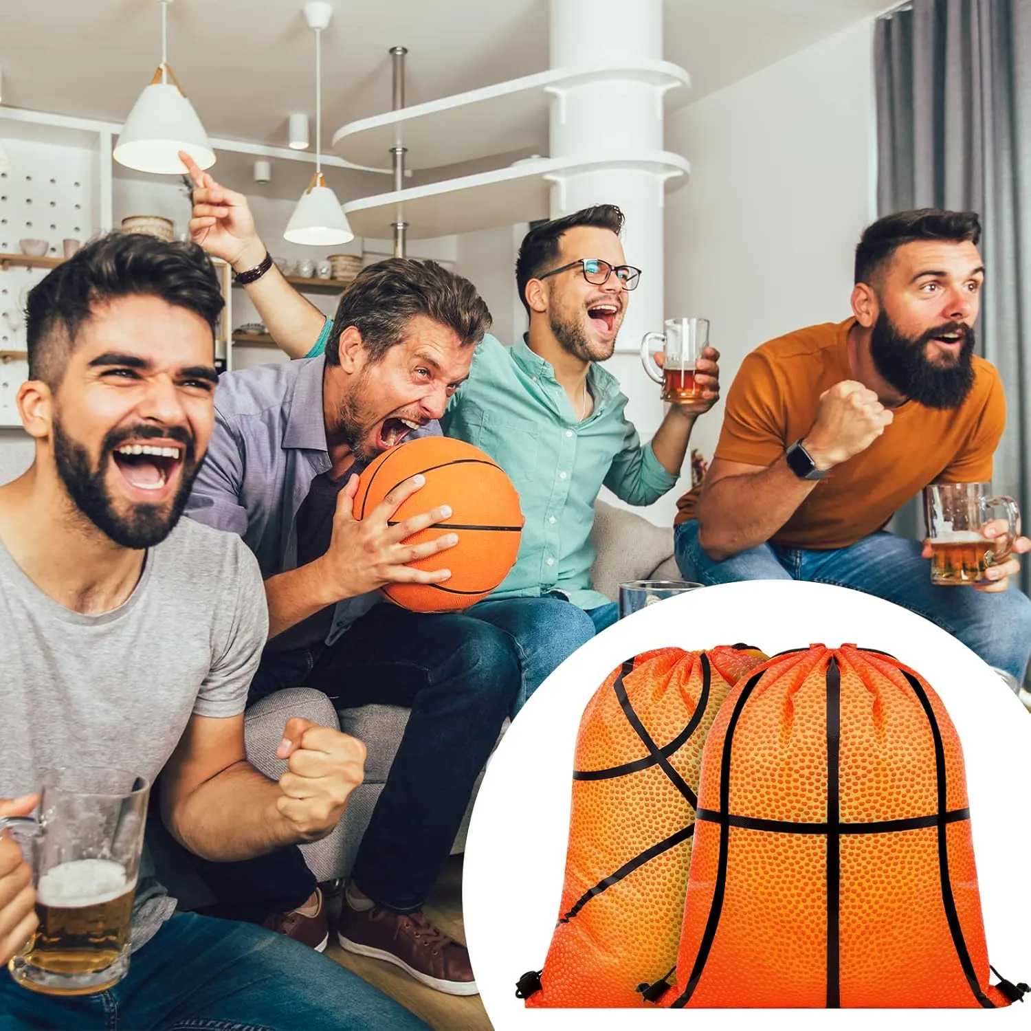 Eccliy 24 Pcs Basketball Drawstring Bag Sports Gym Drawstring Basketball Goodie Favor Bags Gift Bags Sack Bags for Adults