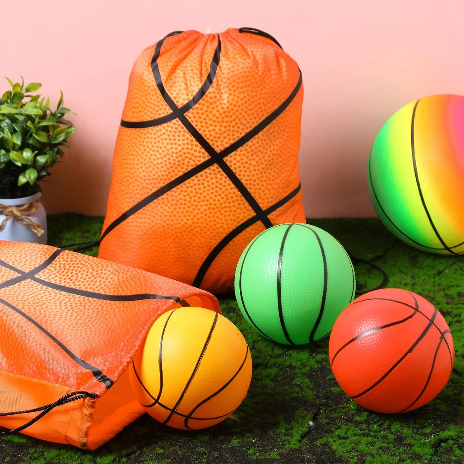 Eccliy 24 Pcs Basketball Drawstring Bag Sports Gym Drawstring Basketball Goodie Favor Bags Gift Bags Sack Bags for Adults