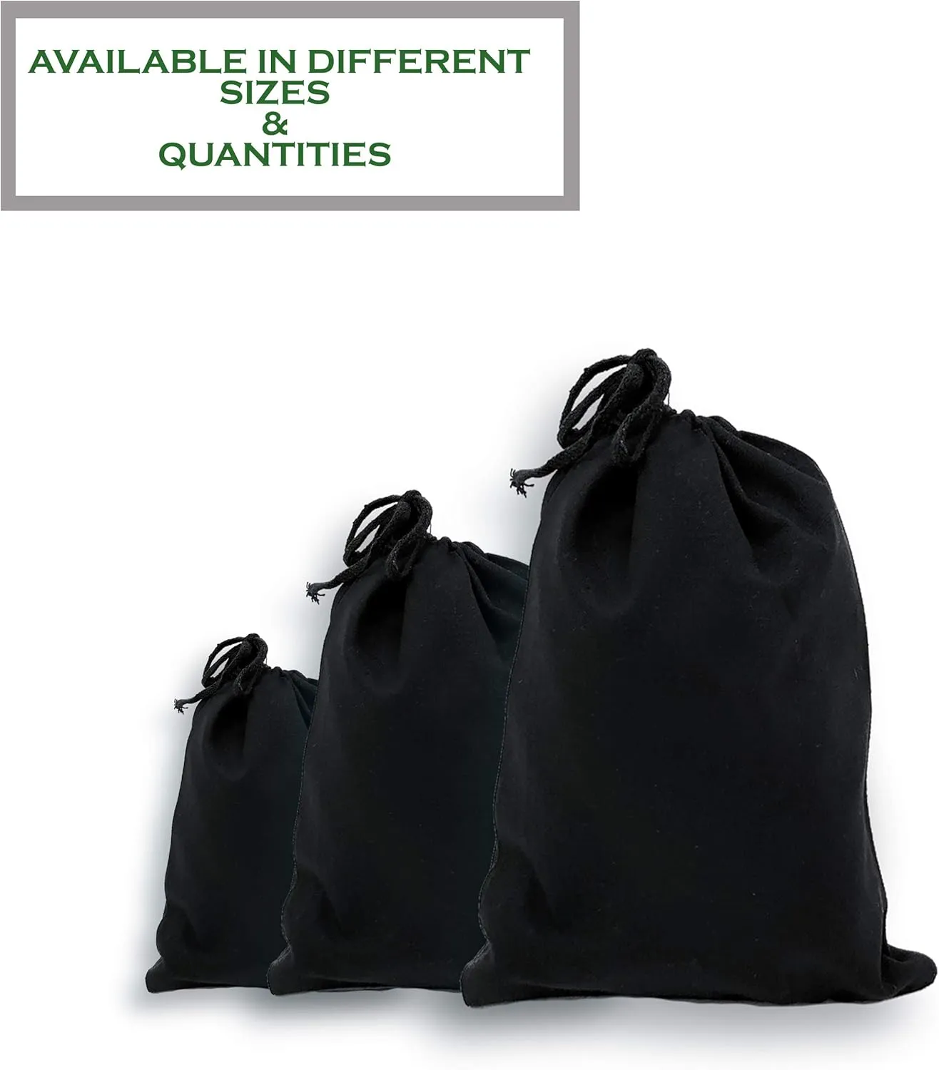 Eco Green Textiles (2 x 3 inches) – Black Cotton Reusable Produce Muslin Bags – Multipurpose Drawstring Storage Pouch for Everyday Use (Pack of 25)