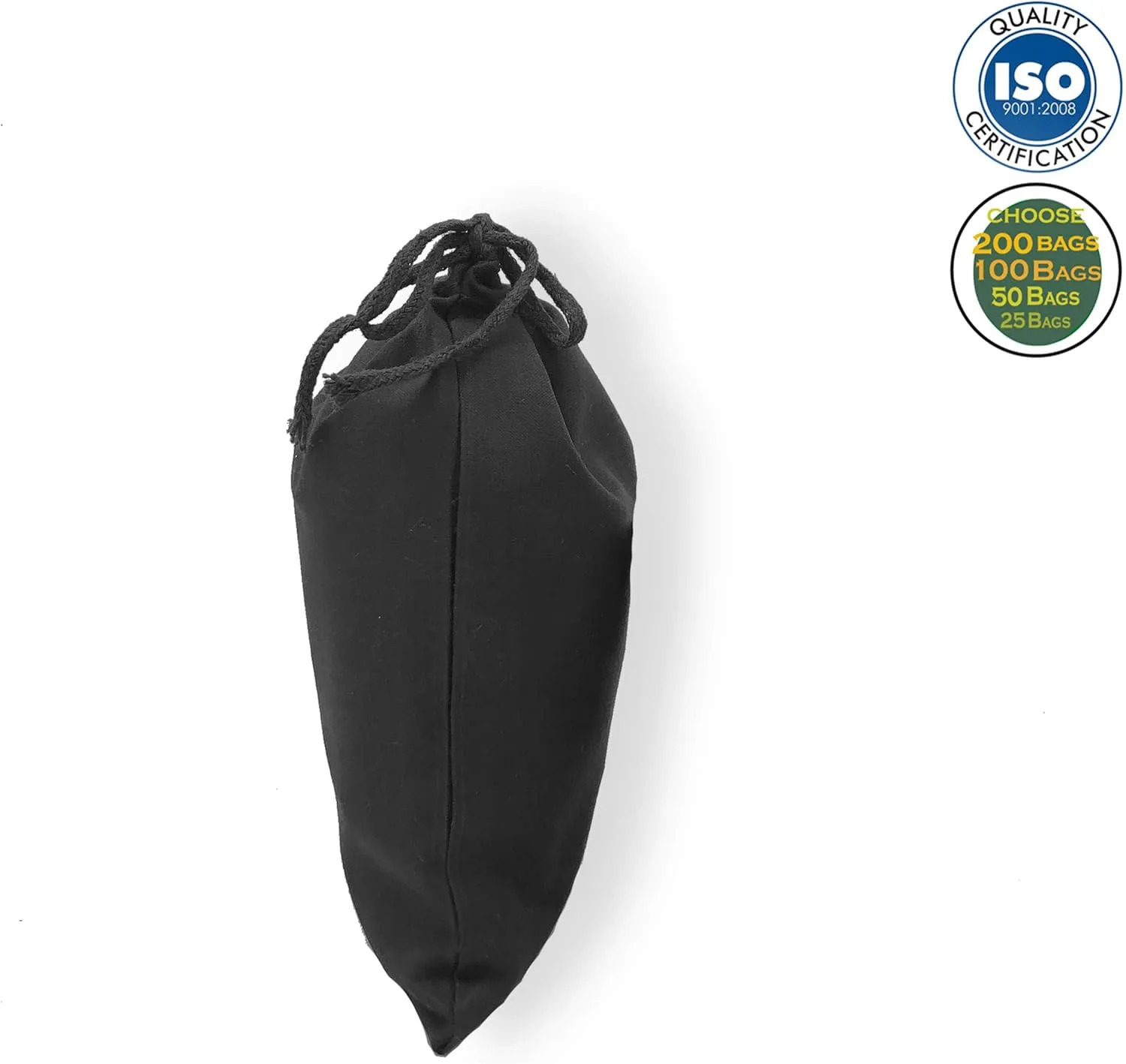 Eco Green Textiles (2 x 3 inches) – Black Cotton Reusable Produce Muslin Bags – Multipurpose Drawstring Storage Pouch for Everyday Use (Pack of 25)