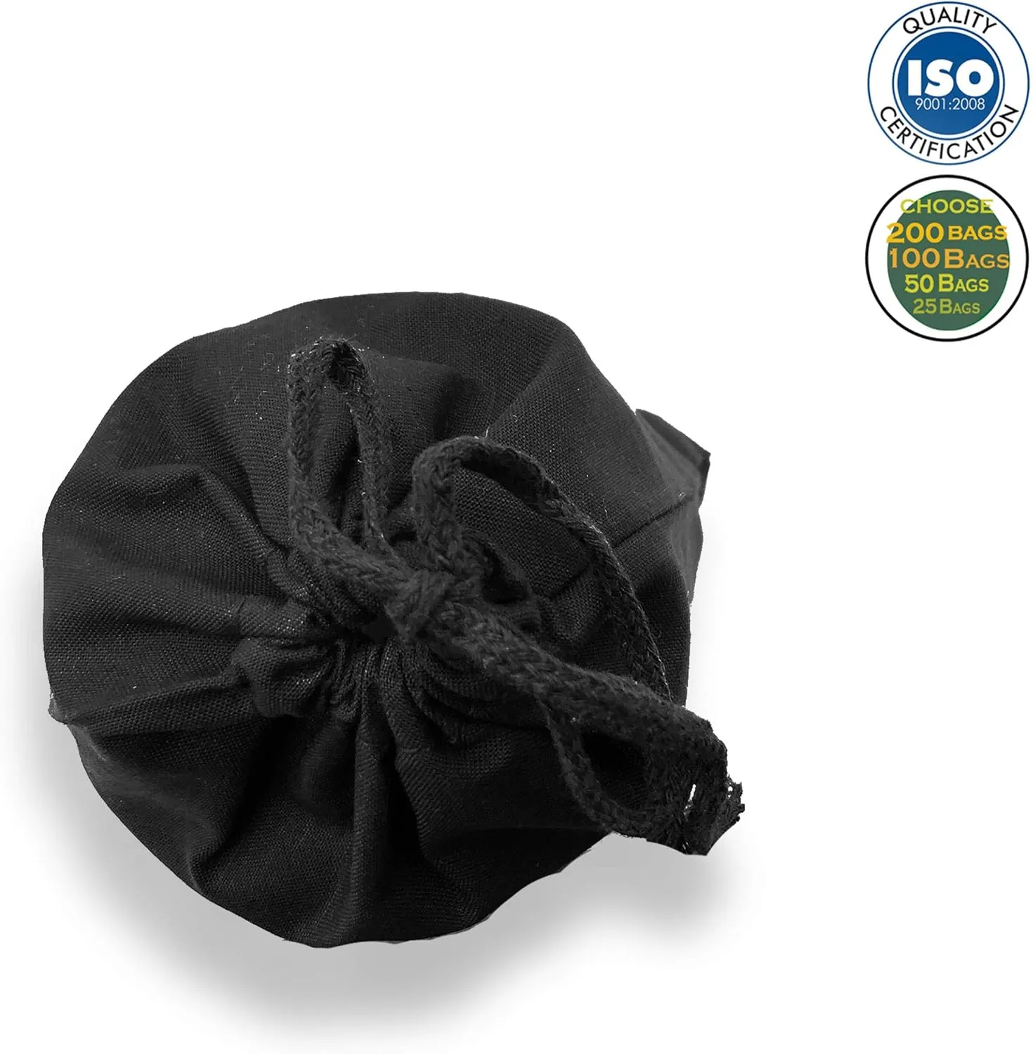 Eco Green Textiles (2 x 3 inches) – Black Cotton Reusable Produce Muslin Bags – Multipurpose Drawstring Storage Pouch for Everyday Use (Pack of 25)