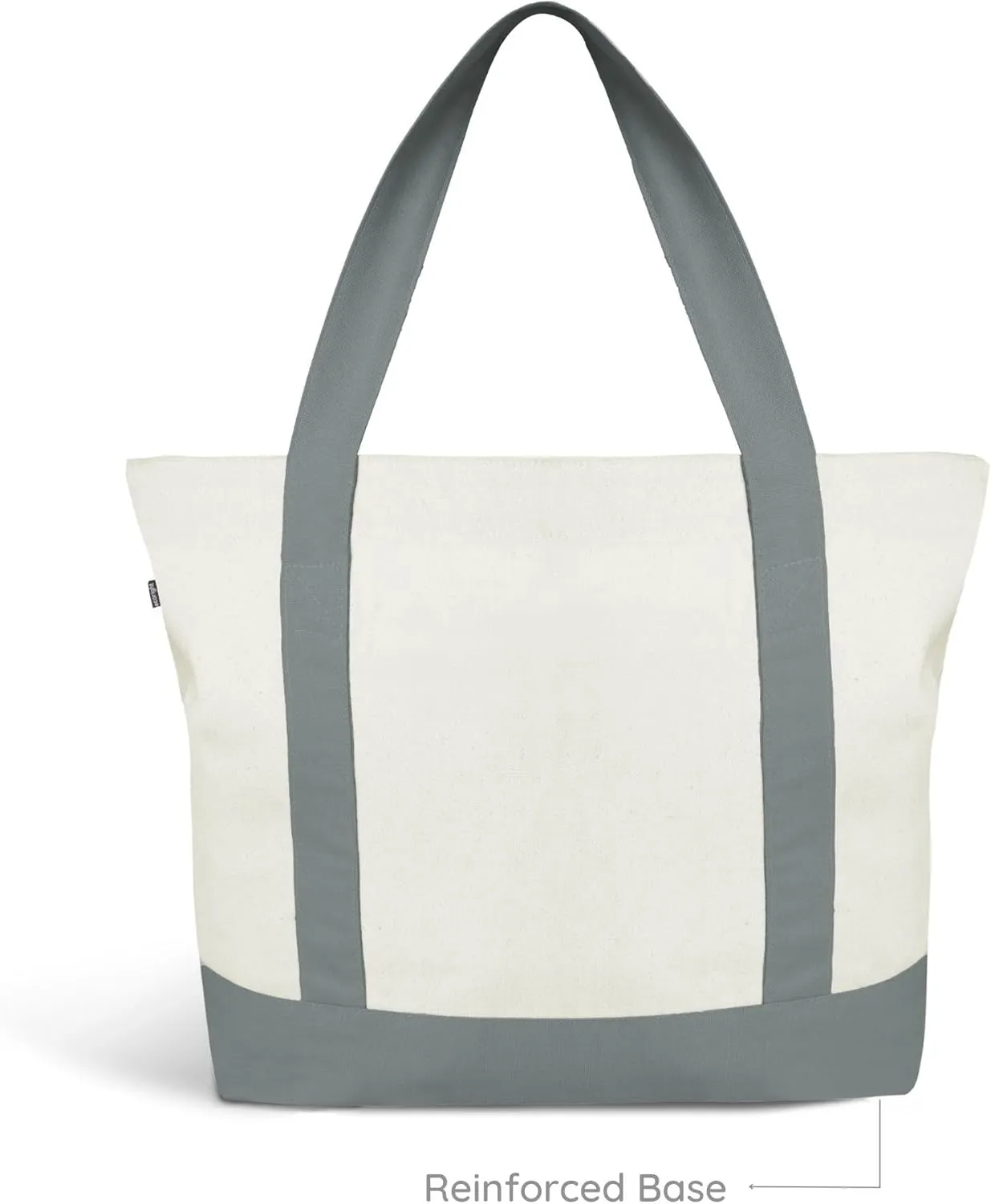 Ecoright Canvas Tote Bag for Women with Zip & Inner Pocket, 100% Organic Cotton Tote Bags for Men, Shopping, Beach