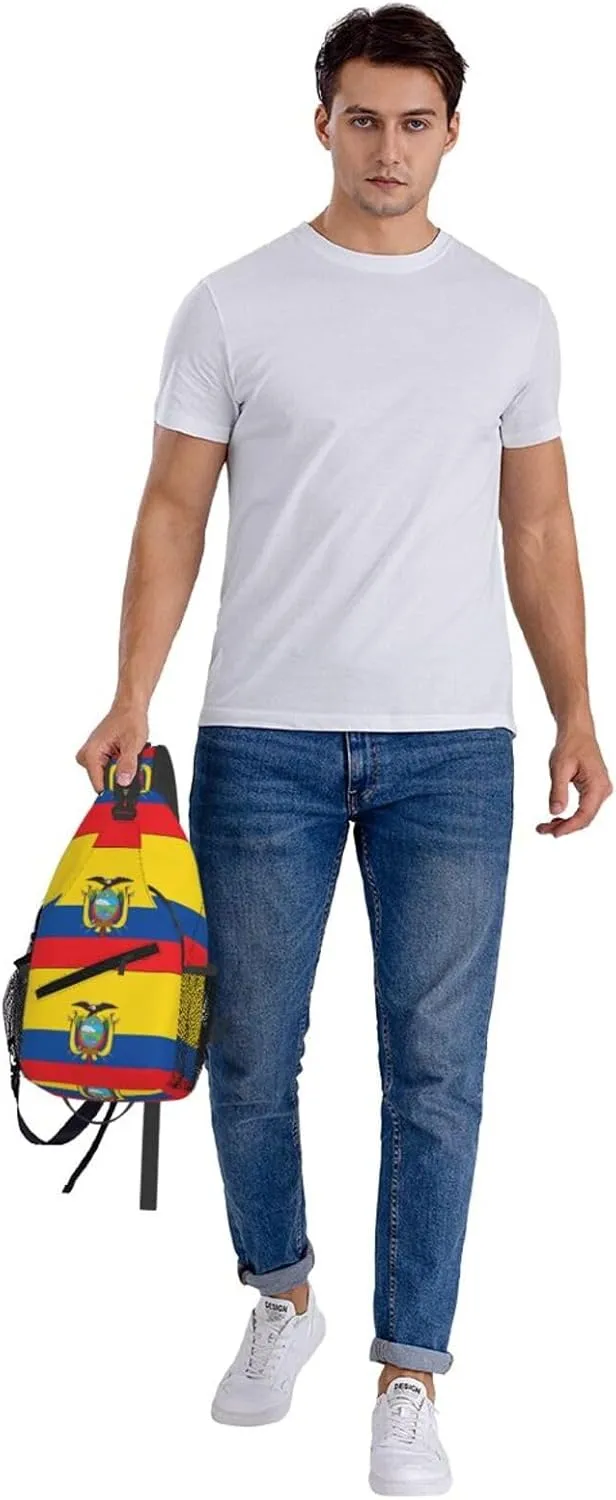 Ecuador Ecuadorian Flag Crossbody Bag Cross Chest Bag Adjustable Sling Backpack Sports Gym Shoulder Bags Travel Cycling Daypack Diagonally Casual Rucksack