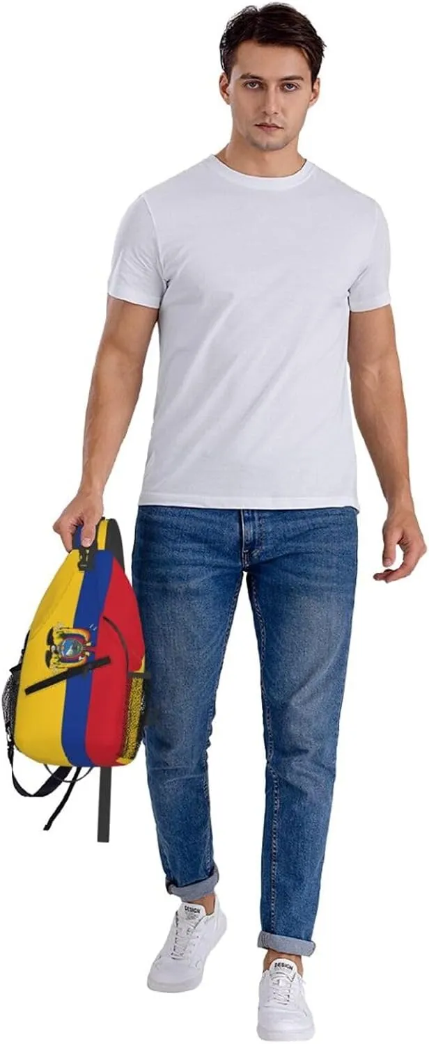 Ecuador Ecuadorian Flag Crossbody Bag Cross Chest Bag Adjustable Sling Backpack Sports Gym Shoulder Bags Travel Cycling Daypack Diagonally Casual Rucksack