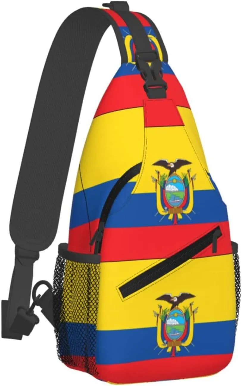 Ecuador Ecuadorian Flag Crossbody Bag Cross Chest Bag Adjustable Sling Backpack Sports Gym Shoulder Bags Travel Cycling Daypack Diagonally Casual Rucksack