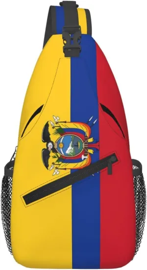 Ecuador Ecuadorian Flag Crossbody Bag Cross Chest Bag Adjustable Sling Backpack Sports Gym Shoulder Bags Travel Cycling Daypack Diagonally Casual Rucksack