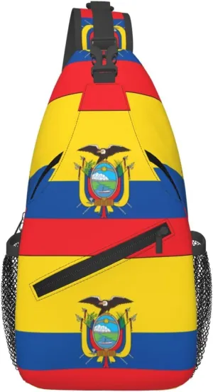 Ecuador Ecuadorian Flag Crossbody Bag Cross Chest Bag Adjustable Sling Backpack Sports Gym Shoulder Bags Travel Cycling Daypack Diagonally Casual Rucksack