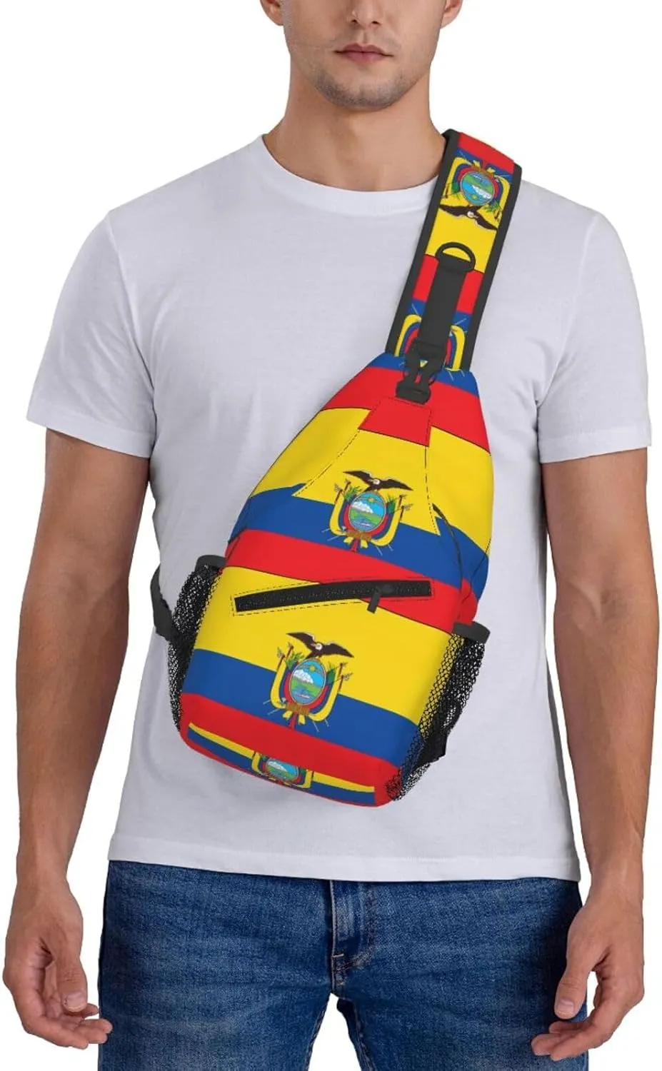 Ecuador Ecuadorian Flag Crossbody Bag Cross Chest Bag Adjustable Sling Backpack Sports Gym Shoulder Bags Travel Cycling Daypack Diagonally Casual Rucksack