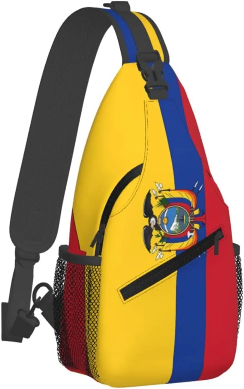 Ecuador Ecuadorian Flag Crossbody Bag Cross Chest Bag Adjustable Sling Backpack Sports Gym Shoulder Bags Travel Cycling Daypack Diagonally Casual Rucksack