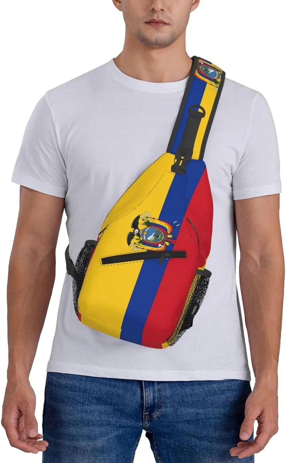 Ecuador Ecuadorian Flag Crossbody Bag Cross Chest Bag Adjustable Sling Backpack Sports Gym Shoulder Bags Travel Cycling Daypack Diagonally Casual Rucksack