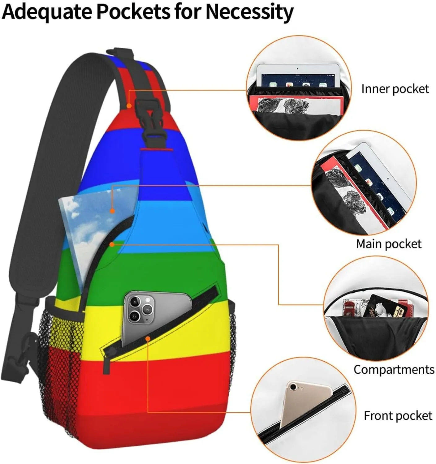 Ecuador Indigenous Flag Crossbody Bag Cross Chest Bag Adjustable Sling Backpack Sports Gym Shoulder Bags Travel Cycling Daypack Diagonally Casual Rucksack