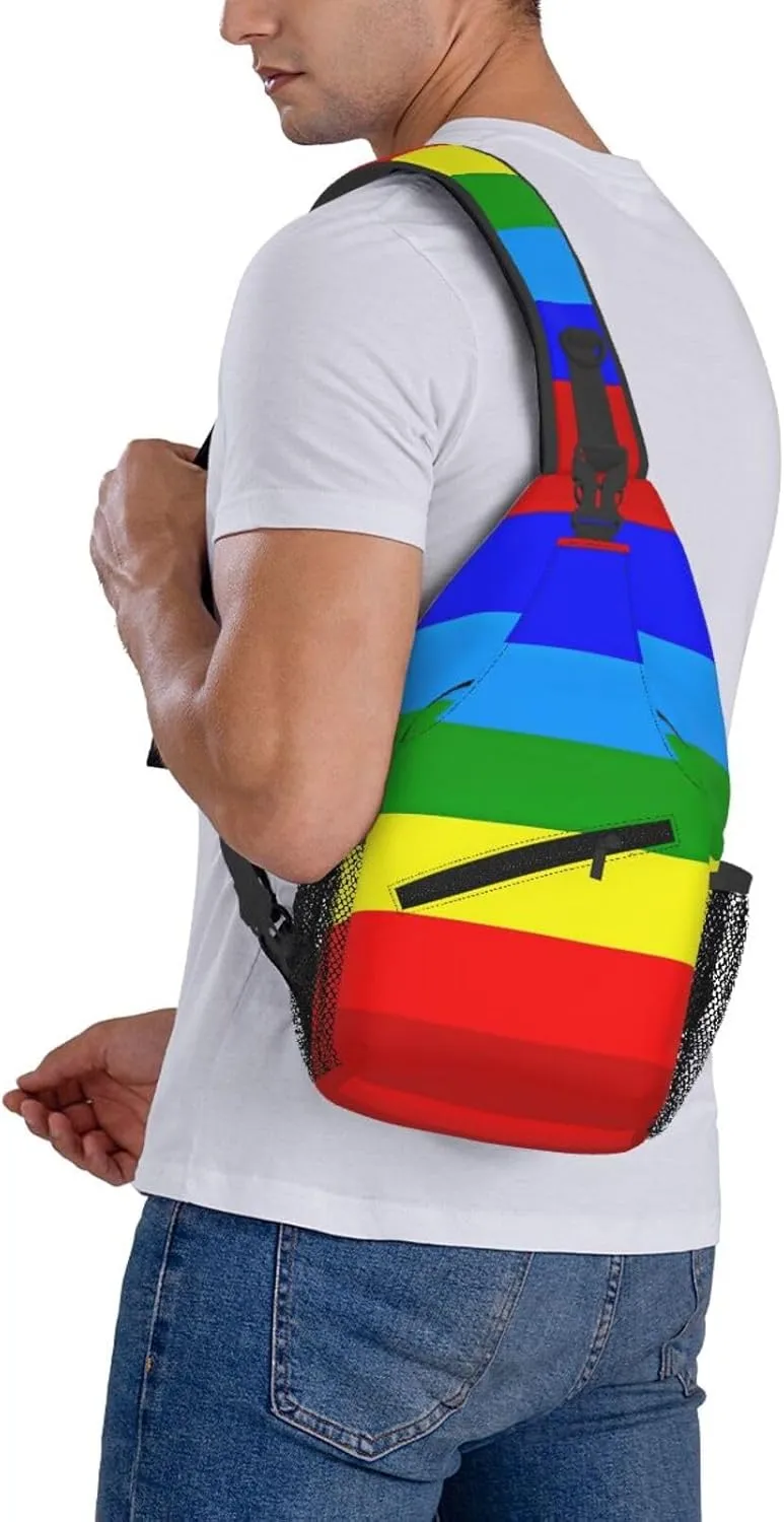 Ecuador Indigenous Flag Crossbody Bag Cross Chest Bag Adjustable Sling Backpack Sports Gym Shoulder Bags Travel Cycling Daypack Diagonally Casual Rucksack