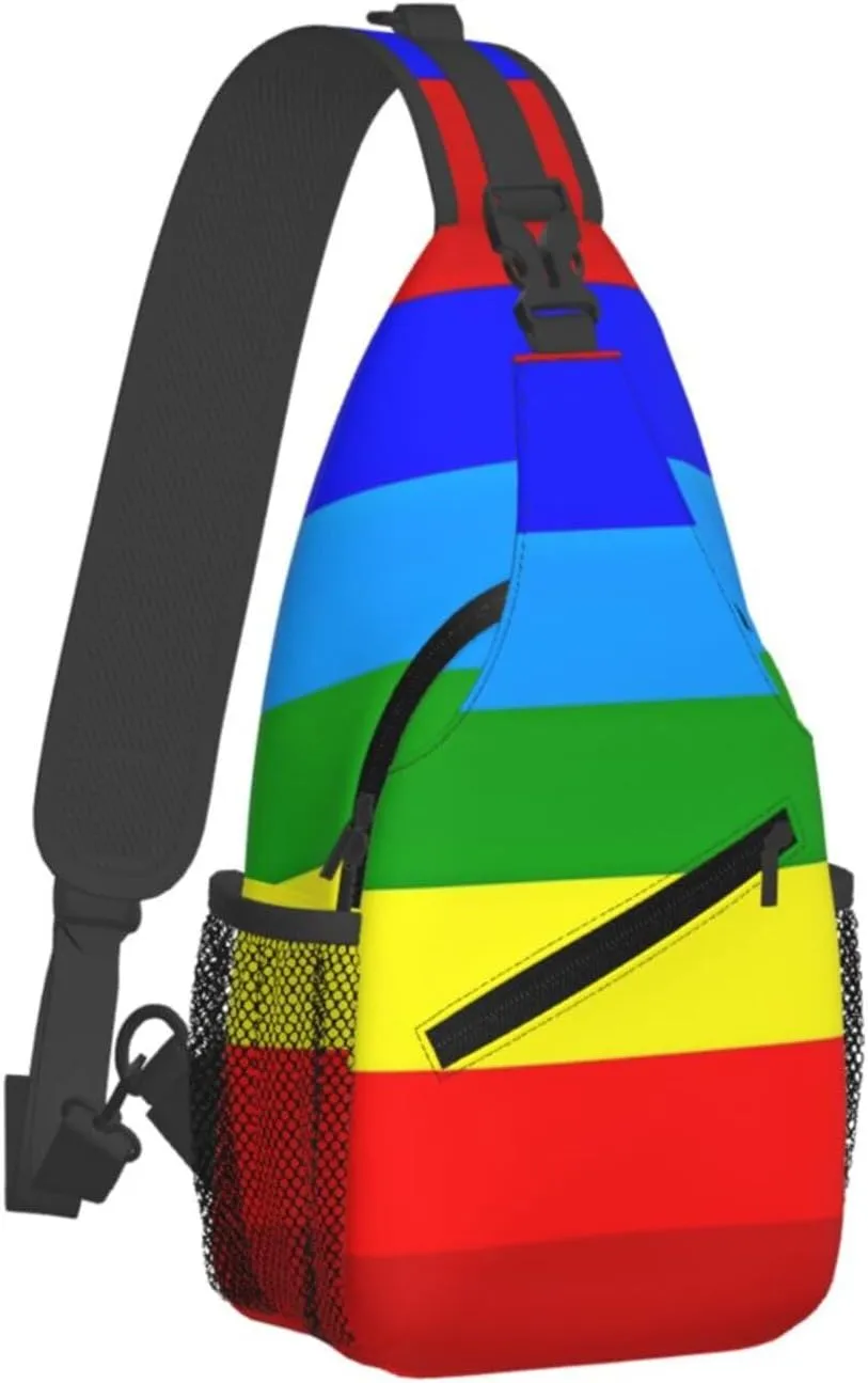 Ecuador Indigenous Flag Crossbody Bag Cross Chest Bag Adjustable Sling Backpack Sports Gym Shoulder Bags Travel Cycling Daypack Diagonally Casual Rucksack