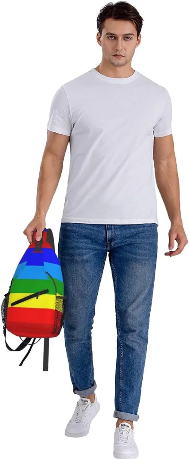 Ecuador Indigenous Flag Crossbody Bag Cross Chest Bag Adjustable Sling Backpack Sports Gym Shoulder Bags Travel Cycling Daypack Diagonally Casual Rucksack