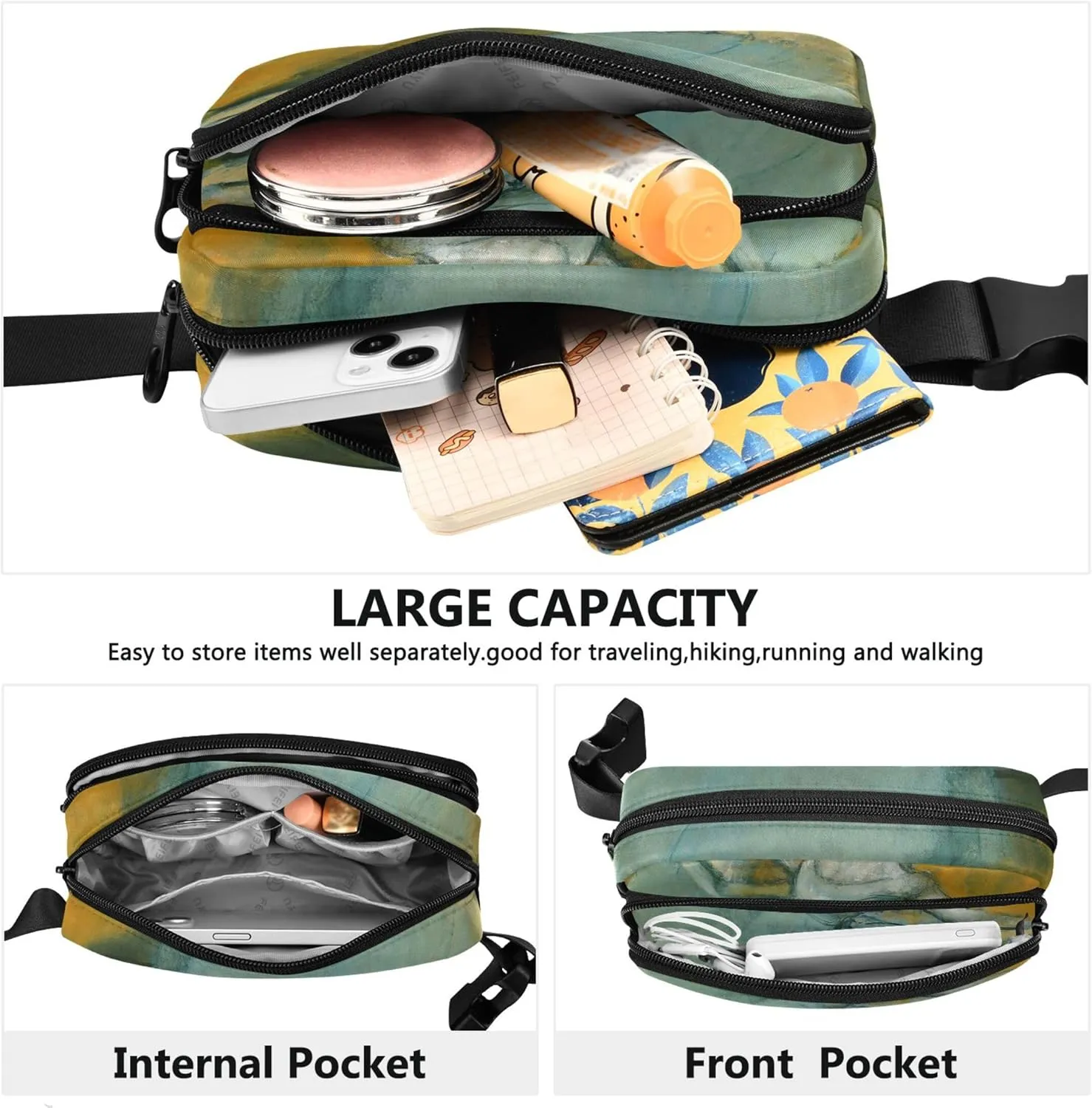 Edgar Degas Ballet Dancer Painting Womens Fanny Pack Waterproof Hip Pack Belt Bag Cute Crossbody Waist Purse