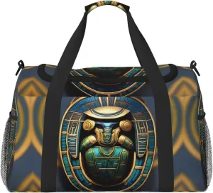 Egyptian Scarab print Large Canvas Travel Duffel Bag Weekender Bags for Women Overnight Bag Carry On Tote Bag