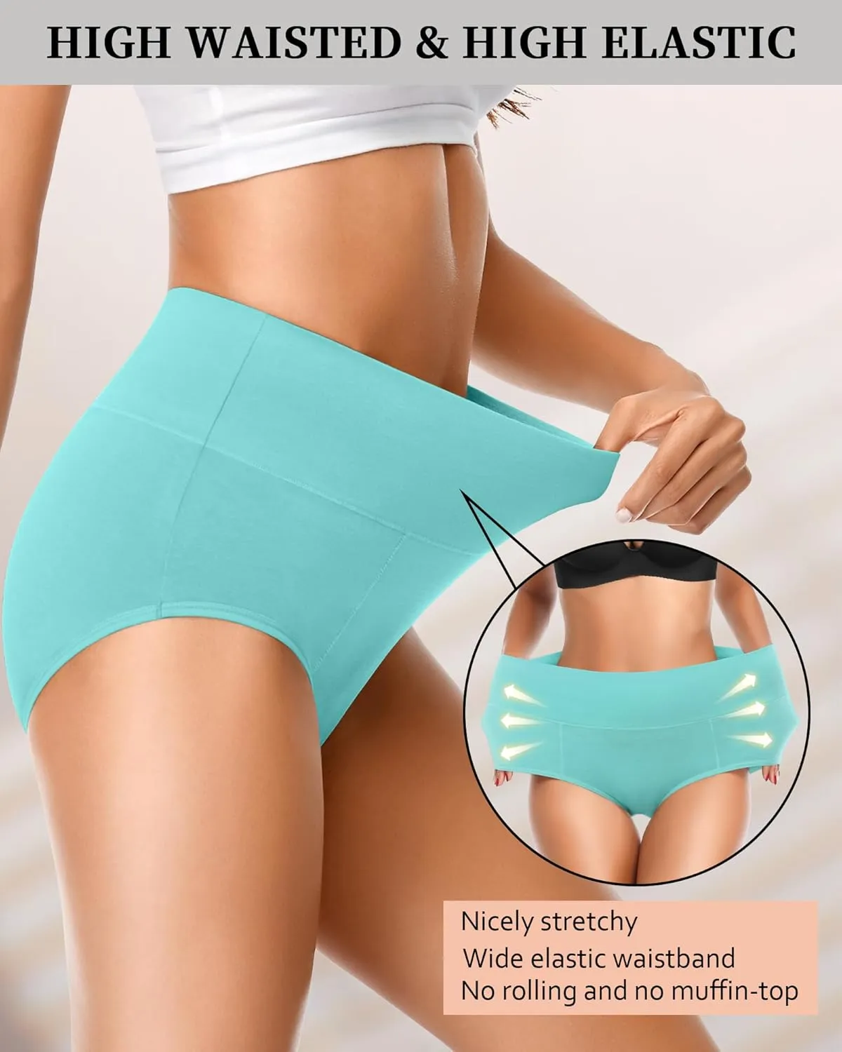 Eiggam Tummy Control Underwear Soft High Waisted underwear Full Coverage Briefs Breathable Postpartum Cotton Womens Panties