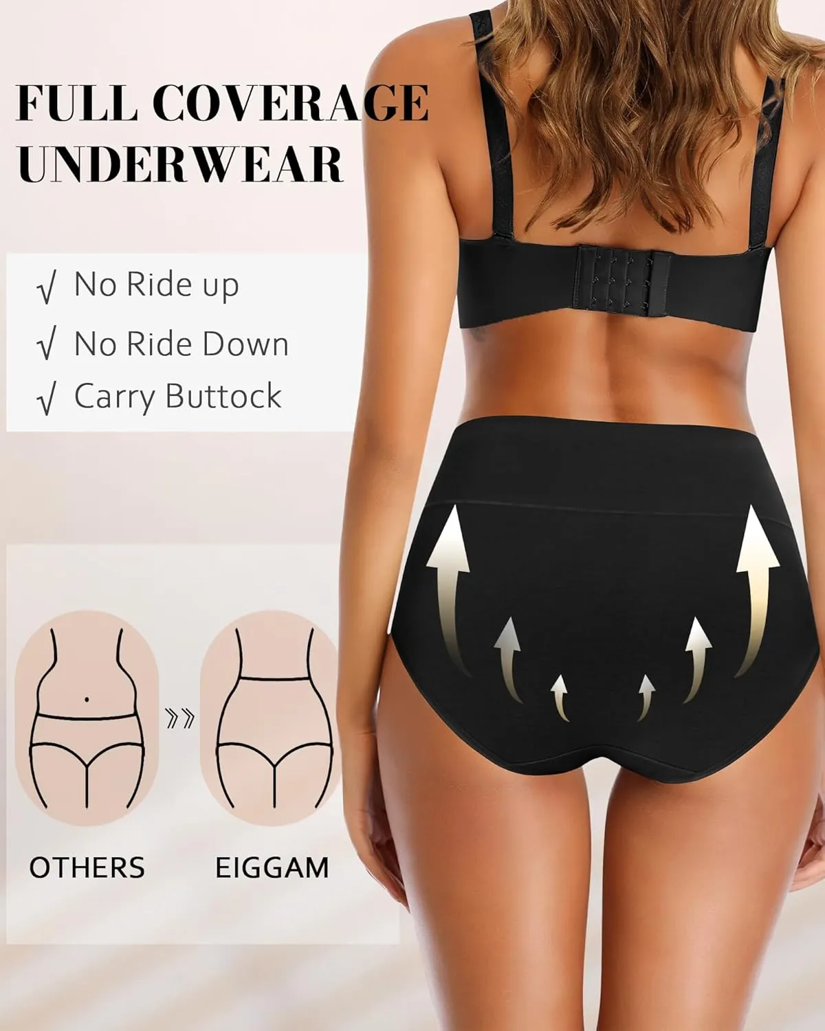 Eiggam Tummy Control Underwear Soft High Waisted underwear Full Coverage Briefs Breathable Postpartum Cotton Womens Panties