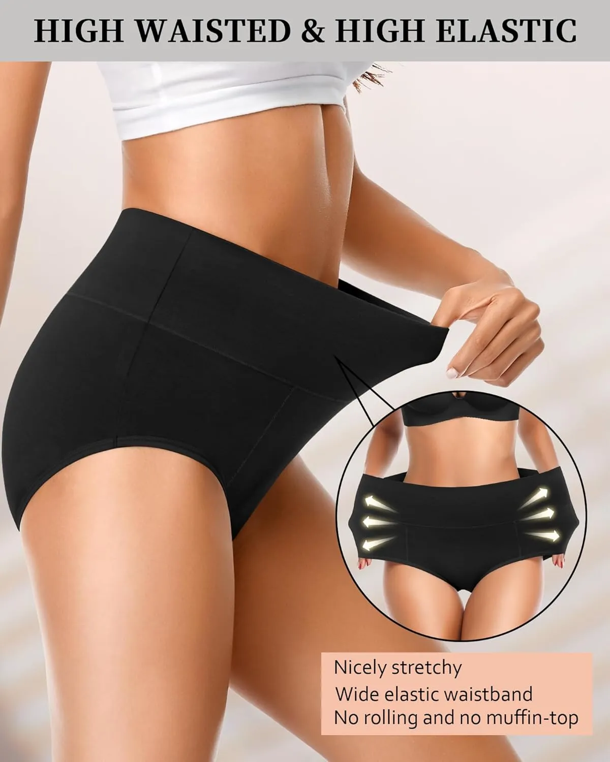 Eiggam Tummy Control Underwear Soft High Waisted underwear Full Coverage Briefs Breathable Postpartum Cotton Womens Panties
