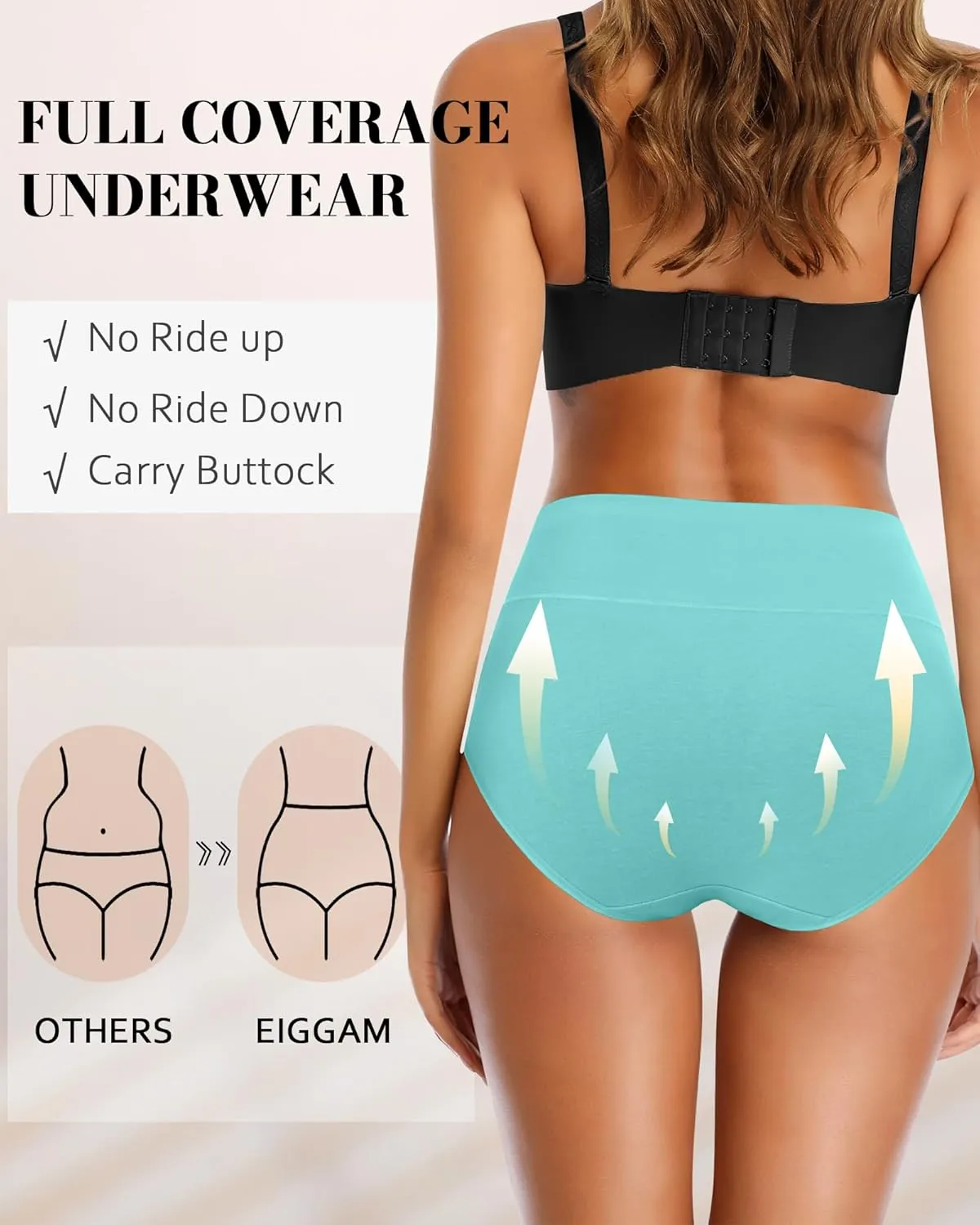 Eiggam Tummy Control Underwear Soft High Waisted underwear Full Coverage Briefs Breathable Postpartum Cotton Womens Panties