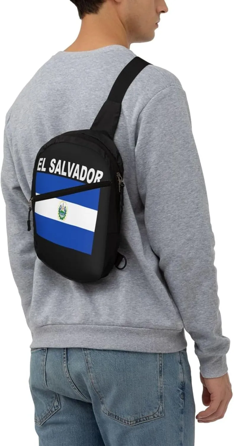El Salvador Flag Crossbody Bag Portable Sling Bags Foldable Chest Daypack Reusable Sports Shoulder Backpack Diagonally Casual Rucksack Travel Bag