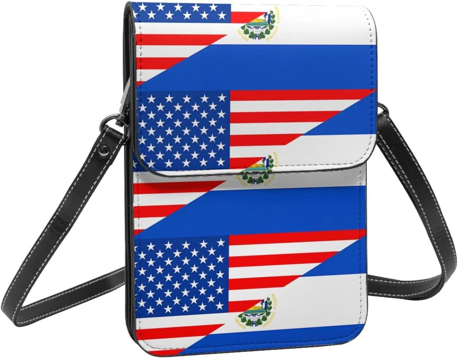 El Salvador Flag Leather Crossbody Phone Purse for Women Cute Wallet Bags Lightweight Mini Sling Bag