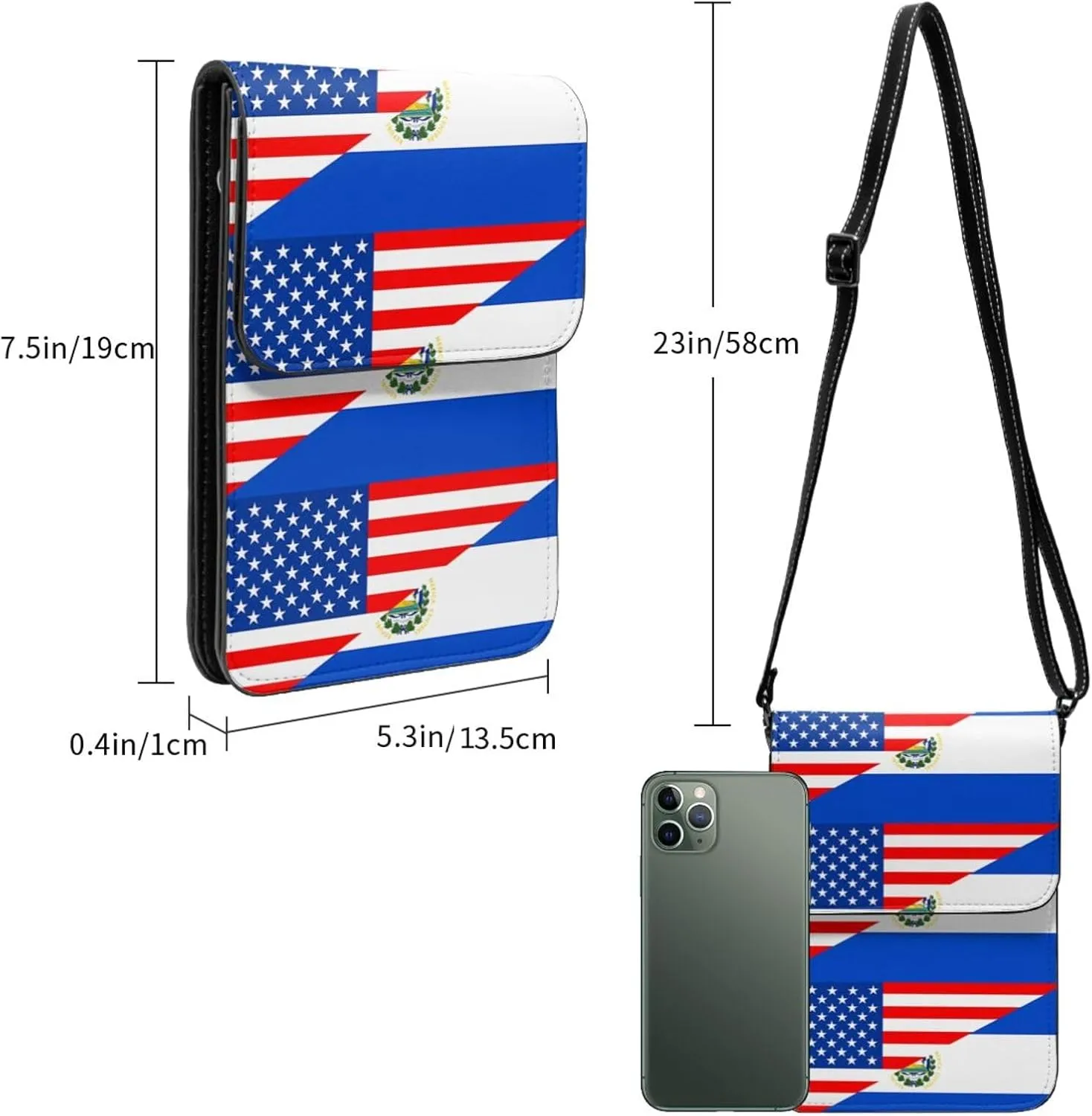 El Salvador Flag Leather Crossbody Phone Purse for Women Cute Wallet Bags Lightweight Mini Sling Bag