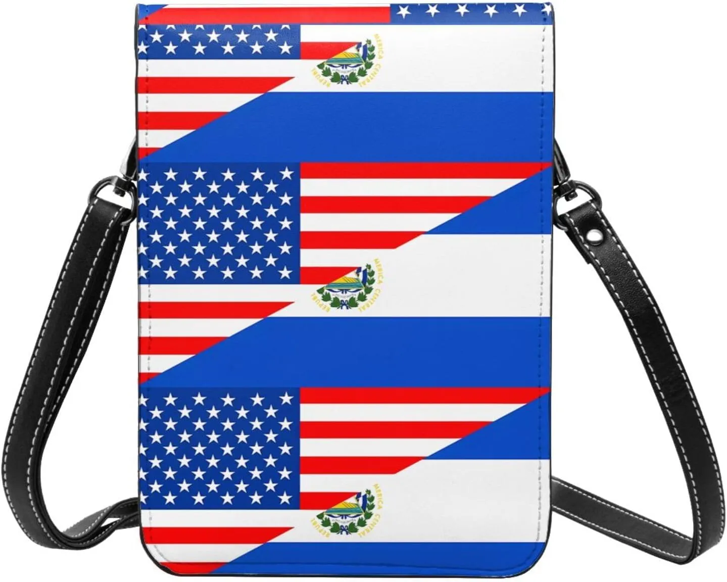 El Salvador Flag Leather Crossbody Phone Purse for Women Cute Wallet Bags Lightweight Mini Sling Bag