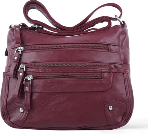 ELDA 10 Pockets Crossbody Purses for Women Medium Pocketbooks Lightweight Ladies Satchel Bag Multi Pocket Shoulder Handbag