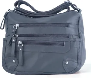 ELDA 10 Pockets Crossbody Purses for Women Medium Pocketbooks Lightweight Ladies Satchel Bag Multi Pocket Shoulder Handbag