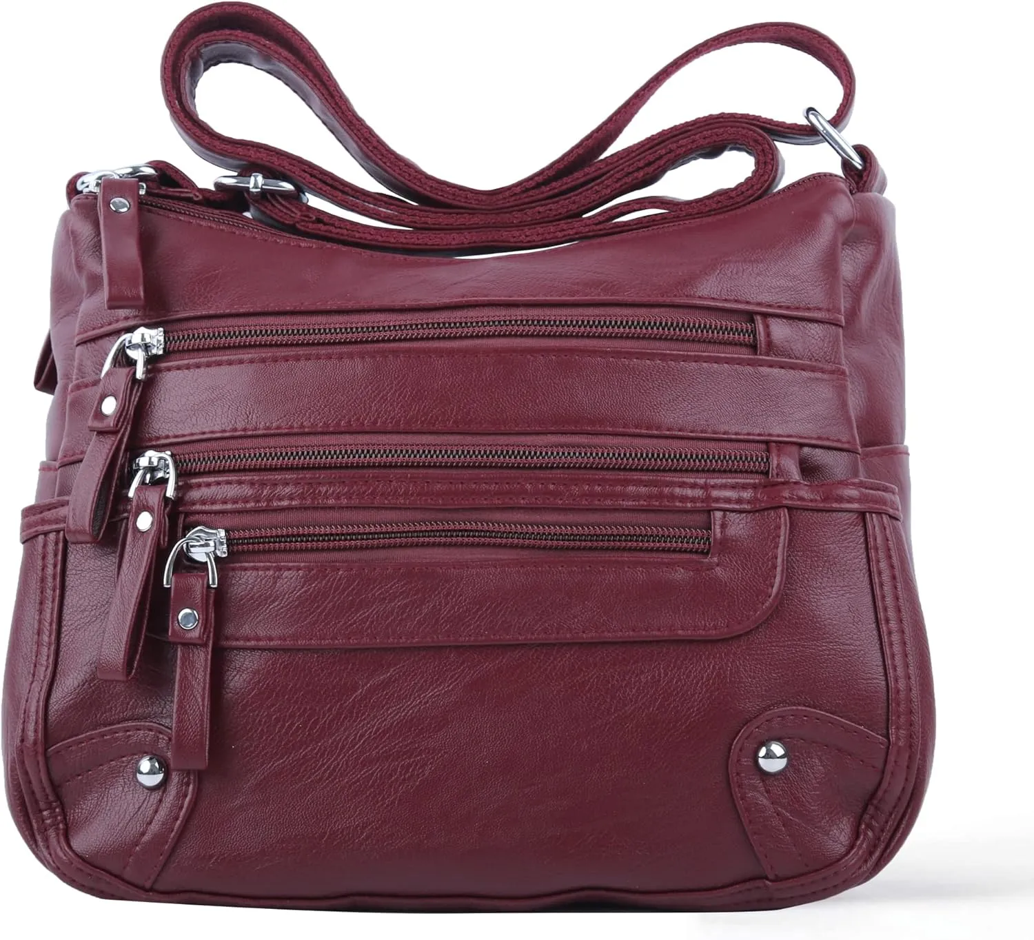 ELDA 10 Pockets Crossbody Purses for Women Medium Pocketbooks Lightweight Ladies Satchel Bag Multi Pocket Shoulder Handbag
