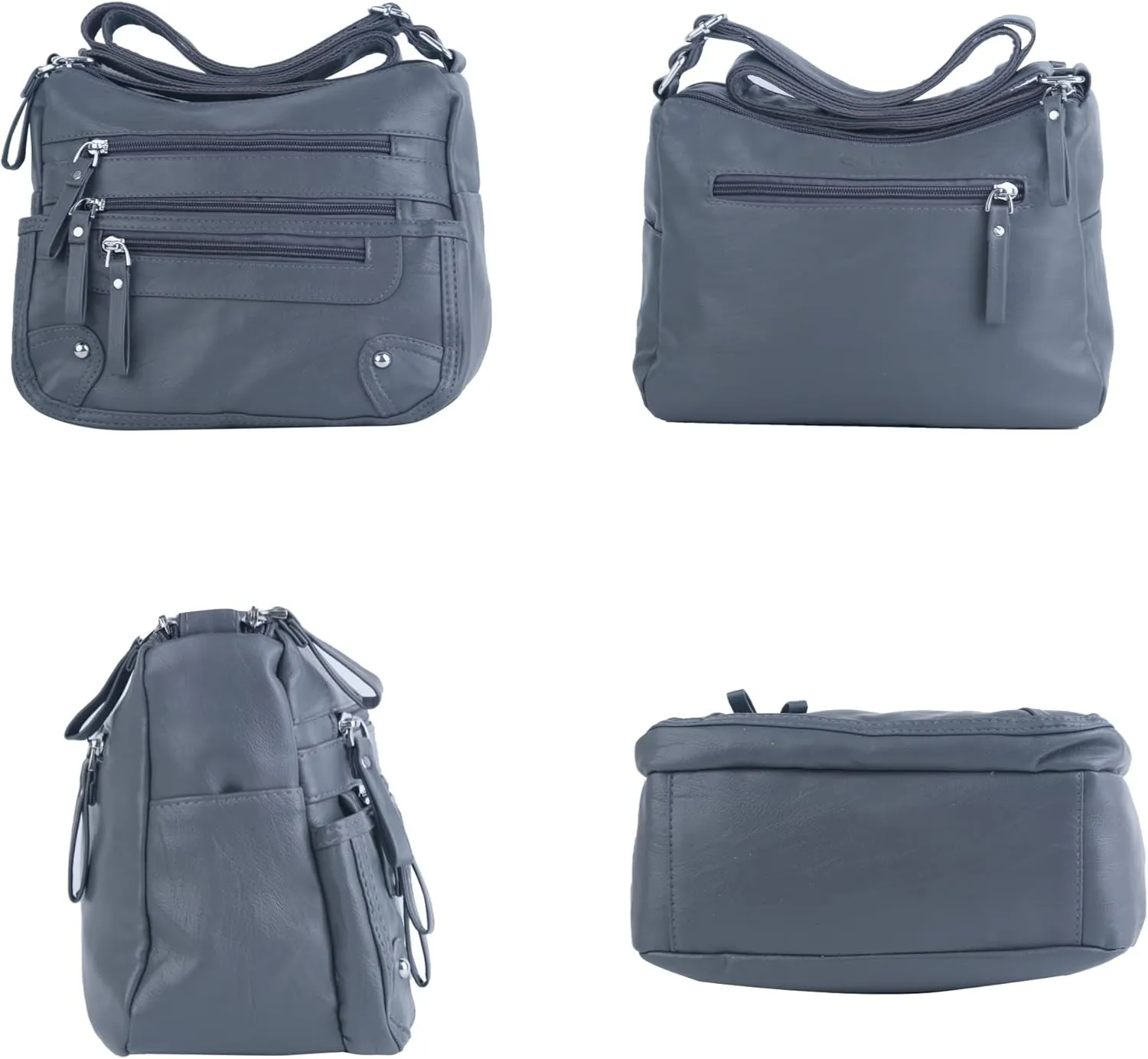 ELDA 10 Pockets Crossbody Purses for Women Medium Pocketbooks Lightweight Ladies Satchel Bag Multi Pocket Shoulder Handbag