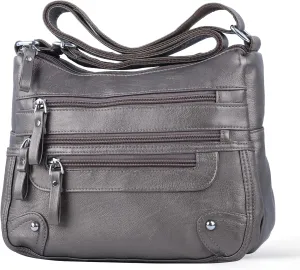 ELDA 10 Pockets Crossbody Purses for Women Medium Pocketbooks Lightweight Ladies Satchel Bag Multi Pocket Shoulder Handbag