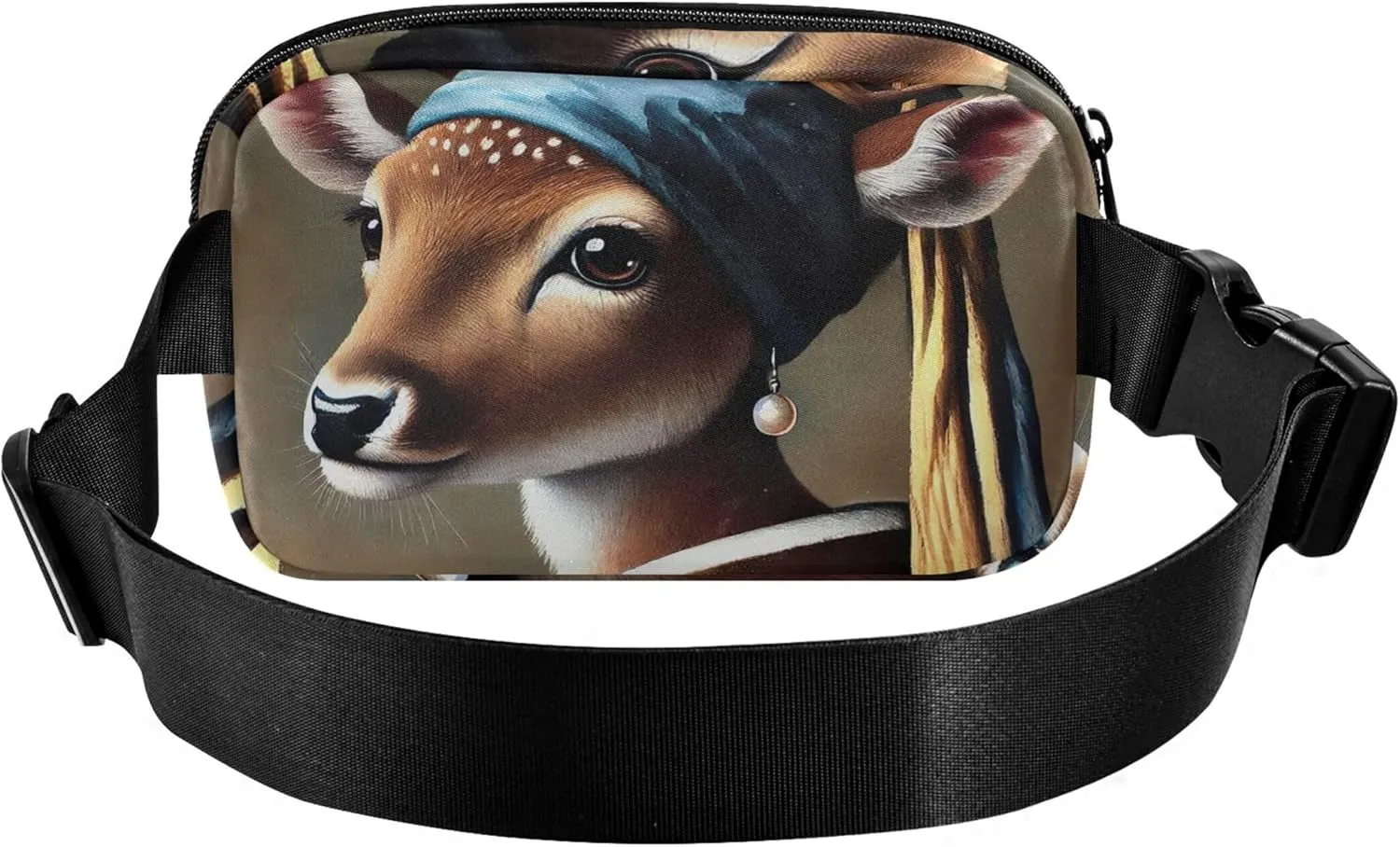 Elegant Deer Pearl Portrait Women Fanny Packs Waterproof Hip Pouch Belt Bag Cute Waist Bag for Women