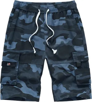 ELETOP Men's Cargo Shorts Elastic Waistband Drawstring Big and Tall Cotton Summer Casual Work Shorts