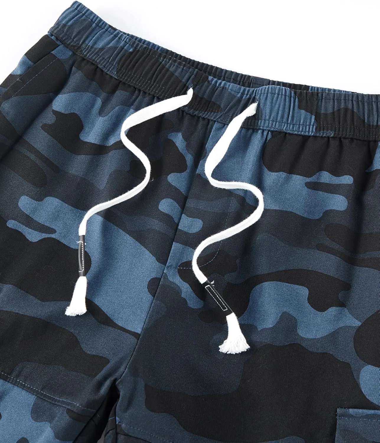 ELETOP Men's Cargo Shorts Elastic Waistband Drawstring Big and Tall Cotton Summer Casual Work Shorts