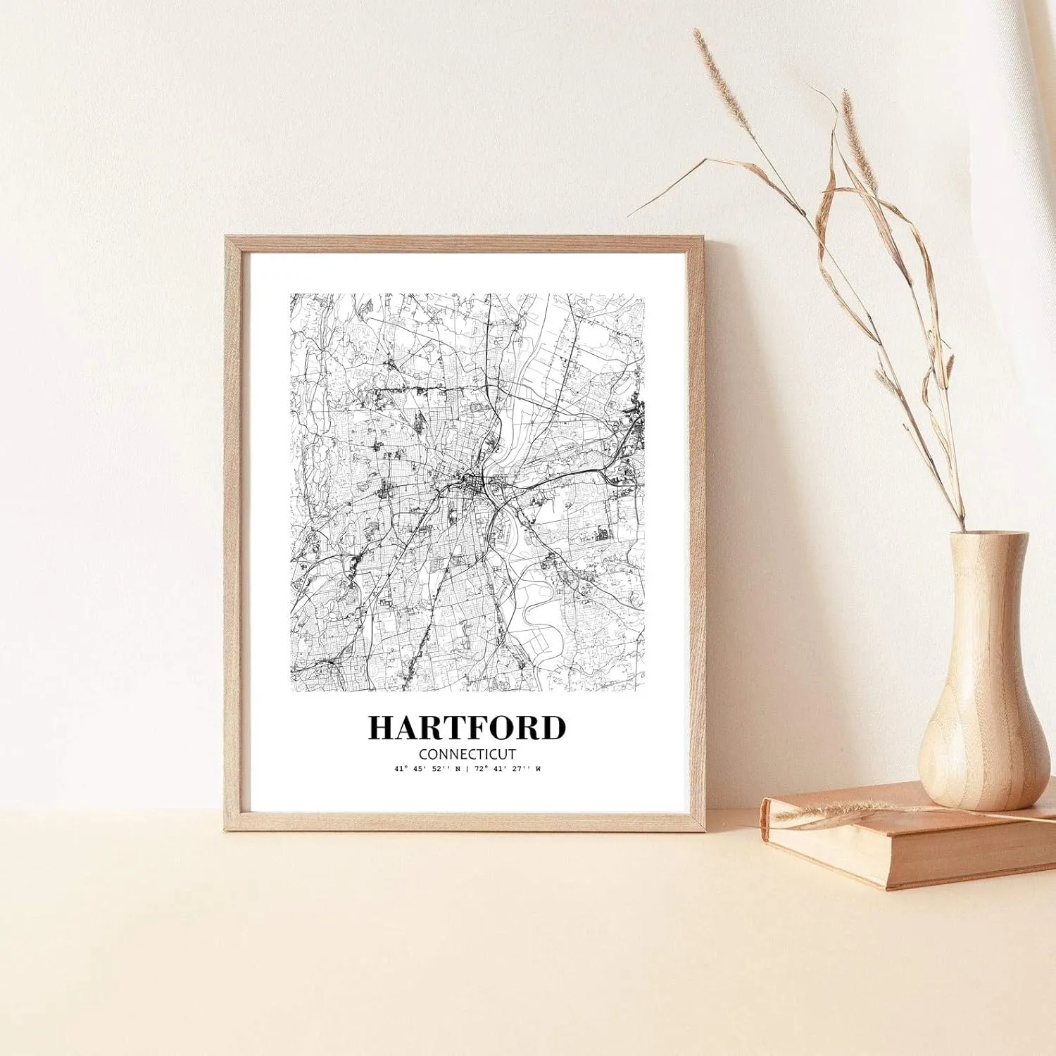 Eleville 11X14 Unframed Hartford Connecticut City View Abstract Road Modern Map Art Print Poster Wall Office Home Decor Minimalist Line Art Hometown Housewarming wgn341