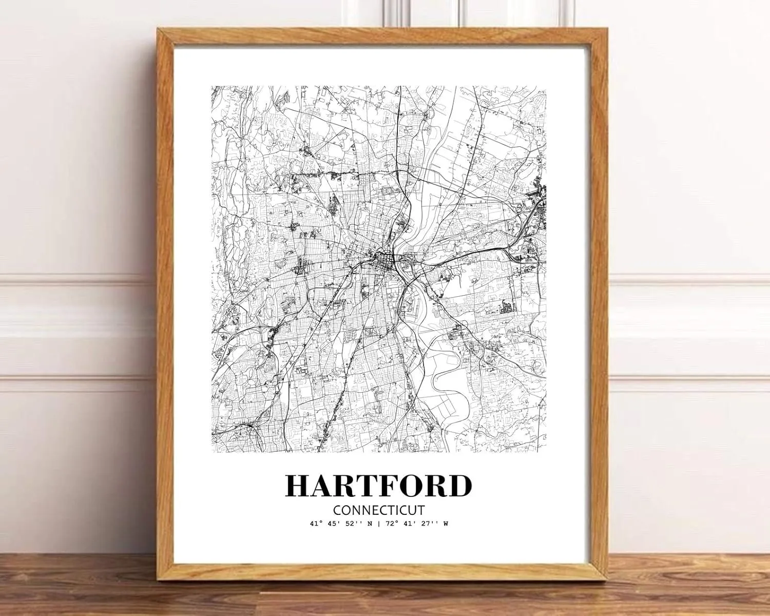 Eleville 11X14 Unframed Hartford Connecticut City View Abstract Road Modern Map Art Print Poster Wall Office Home Decor Minimalist Line Art Hometown Housewarming wgn341