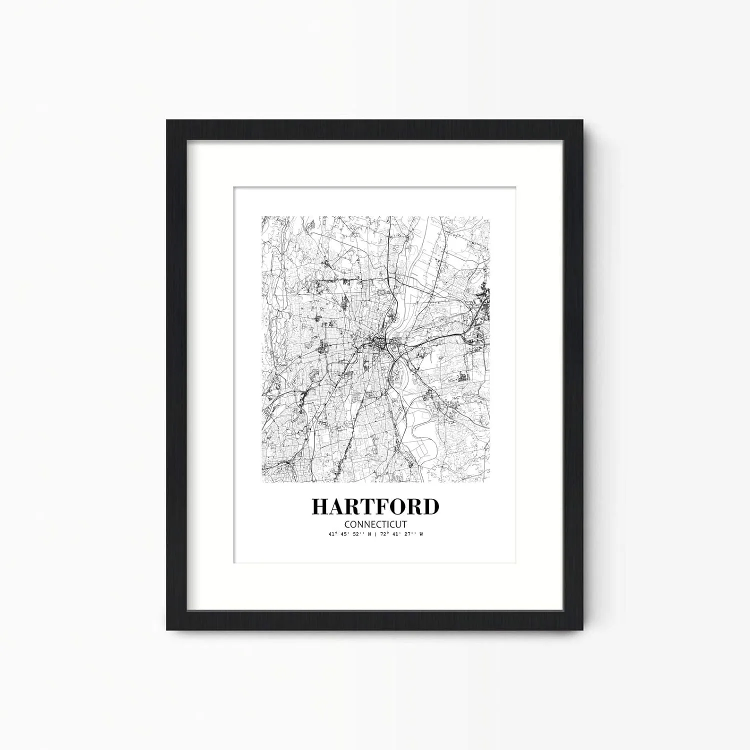 Eleville 11X14 Unframed Hartford Connecticut City View Abstract Road Modern Map Art Print Poster Wall Office Home Decor Minimalist Line Art Hometown Housewarming wgn341