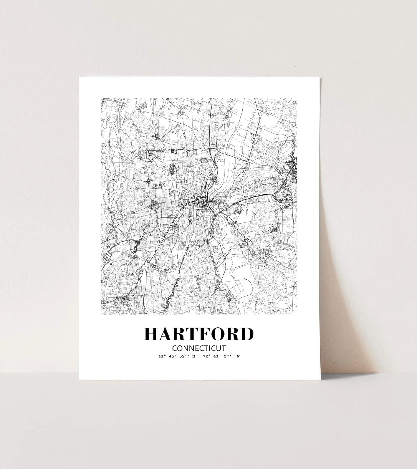 Eleville 11X14 Unframed Hartford Connecticut City View Abstract Road Modern Map Art Print Poster Wall Office Home Decor Minimalist Line Art Hometown Housewarming wgn341