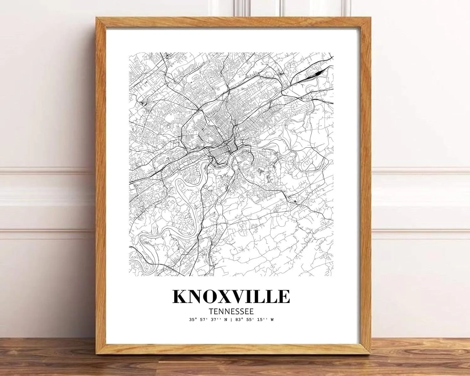 Eleville 8X10 Unframed Knoxville Tennessee City View Abstract Road Modern Map Art Print Poster Wall Office Home Decor Minimalist Line Art Hometown Housewarming wgn366
