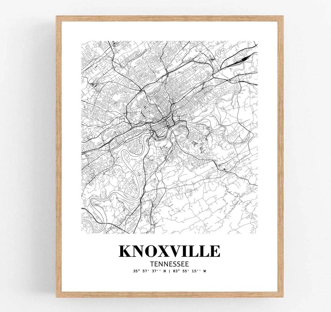 Eleville 8X10 Unframed Knoxville Tennessee City View Abstract Road Modern Map Art Print Poster Wall Office Home Decor Minimalist Line Art Hometown Housewarming wgn366